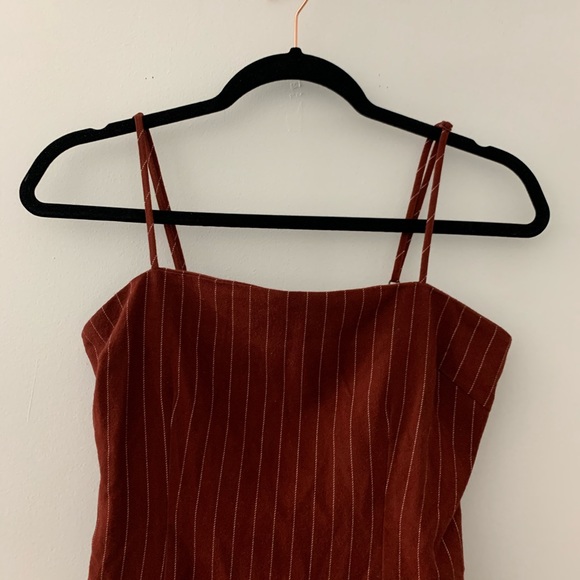 F21 Burgundy Pinstriped Mini Dress - Picture 4 of 6